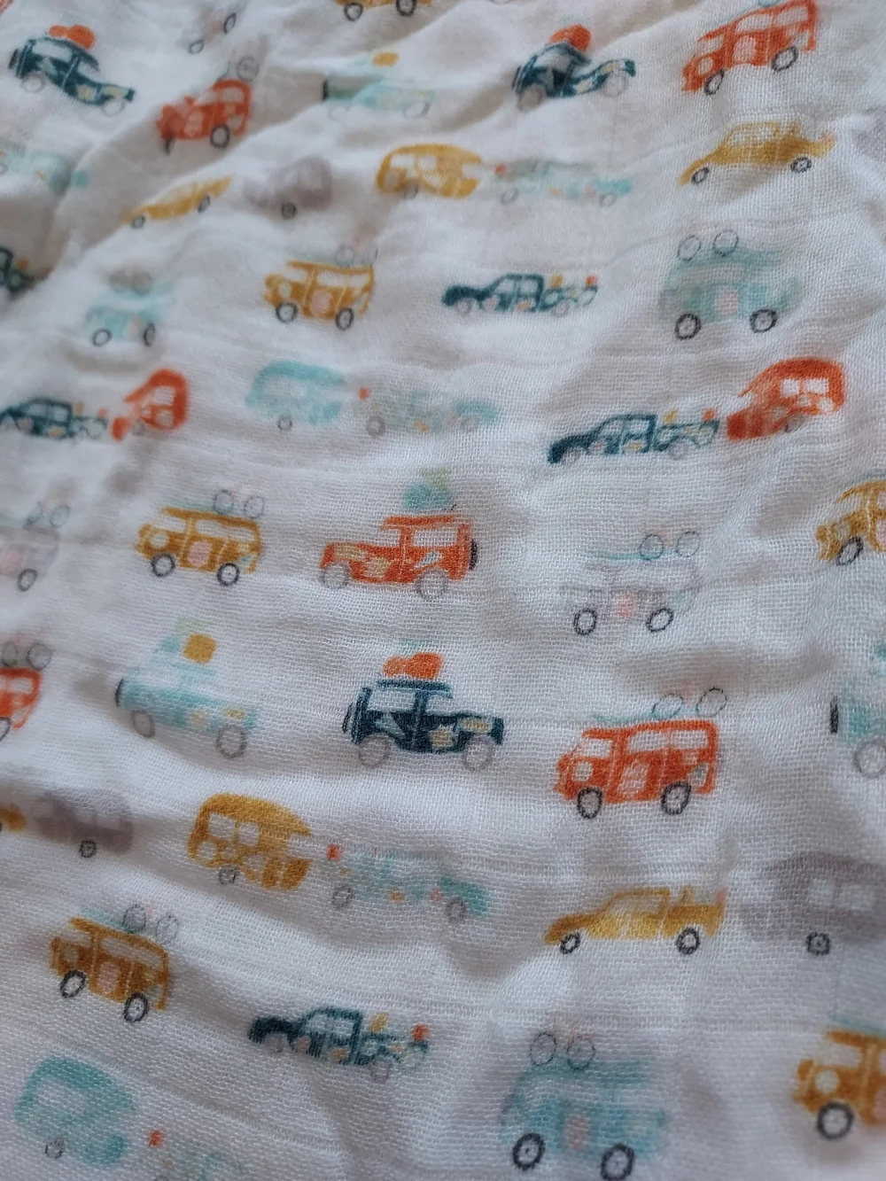 Loulou Lollipop Bamboo Muslin White Sleep Sack Colorful Car Truck Print 0-6mo